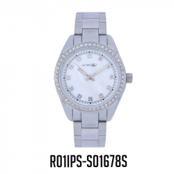 RELOJ VIROX METAL ANÁLOGO DAMA PIEDRAS TABLERO-PLATEADO
