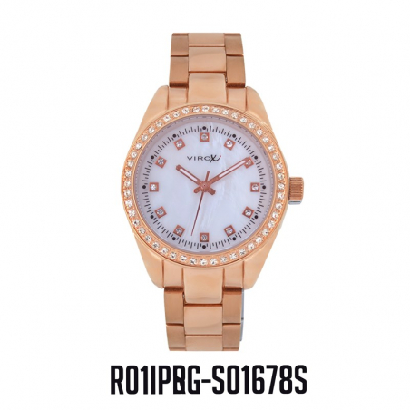 RELOJ VIROX METAL ANÁLOGO DAMA PIEDRAS TABLERO-ORO ROSA