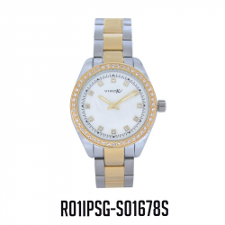 RELOJ VIROX METAL ANÁLOGO D PIEDRAS TABLERO-DORADO-PLATEADO