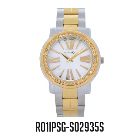 RELOJ VIROX METAL ANÁLOGO ESCAFANDRA PIEDRAS PLATEADO-DORADO