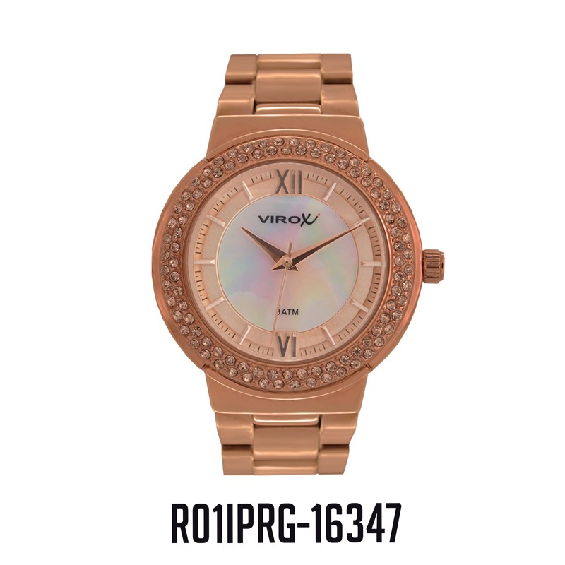 RELOJ VIROX METAL DAMA ANÁLOGO ORO ROSA-PIEDRAS