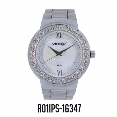 RELOJ VIROX METAL DAMA ANÁLOGO PLATEADO-PIEDRAS