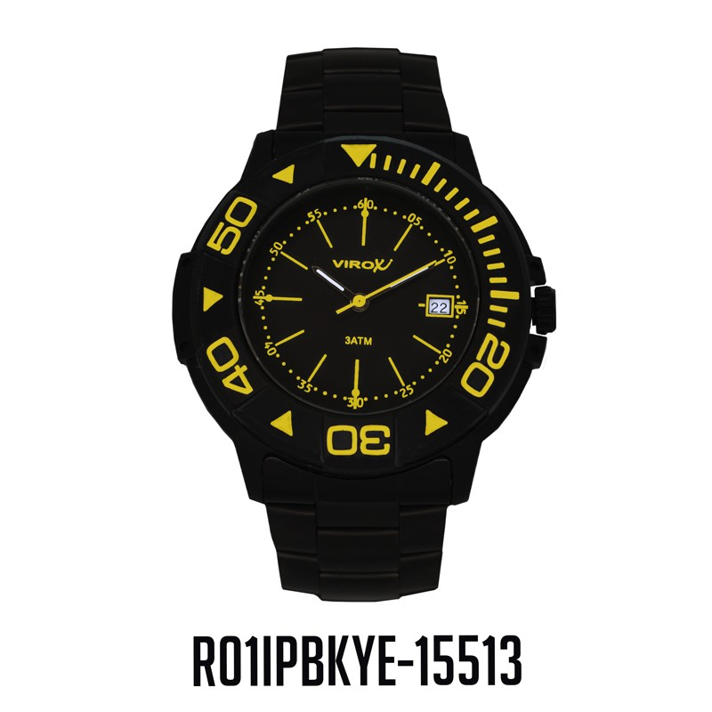 RELOJ VIROX JUNIORANALOGO CALENDARIO NEGRO-AMARILLO