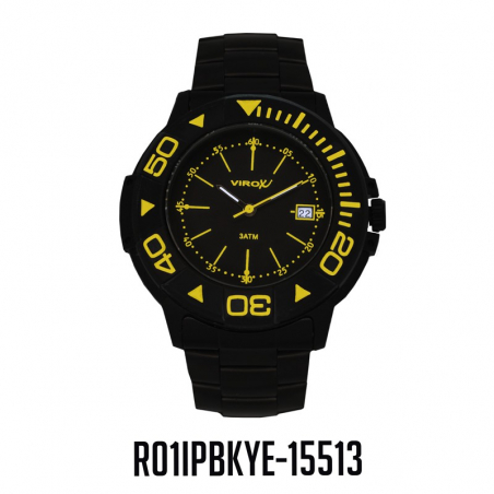 RELOJ VIROX JUNIORANALOGO CALENDARIO NEGRO-AMARILLO