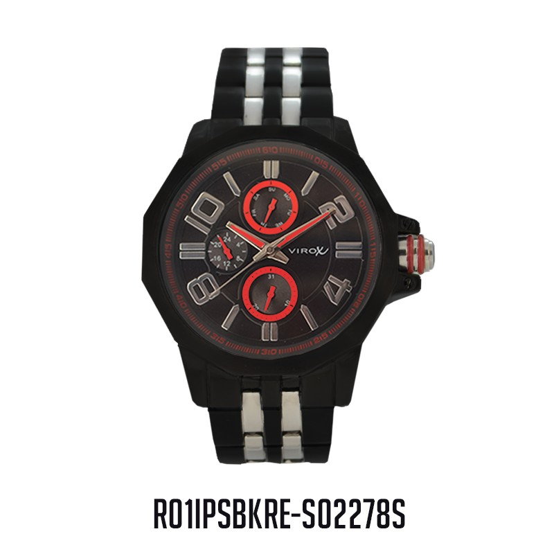 RELOJ VIROX METAL MULTIFUNCIONAL HOMBRE NEGRO Y PLATEADO