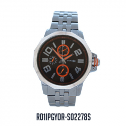 RELOJ VIROX METAL MULTIFUNCIONAL HOMBRE PLATEADO, NEGRO/NARANJA