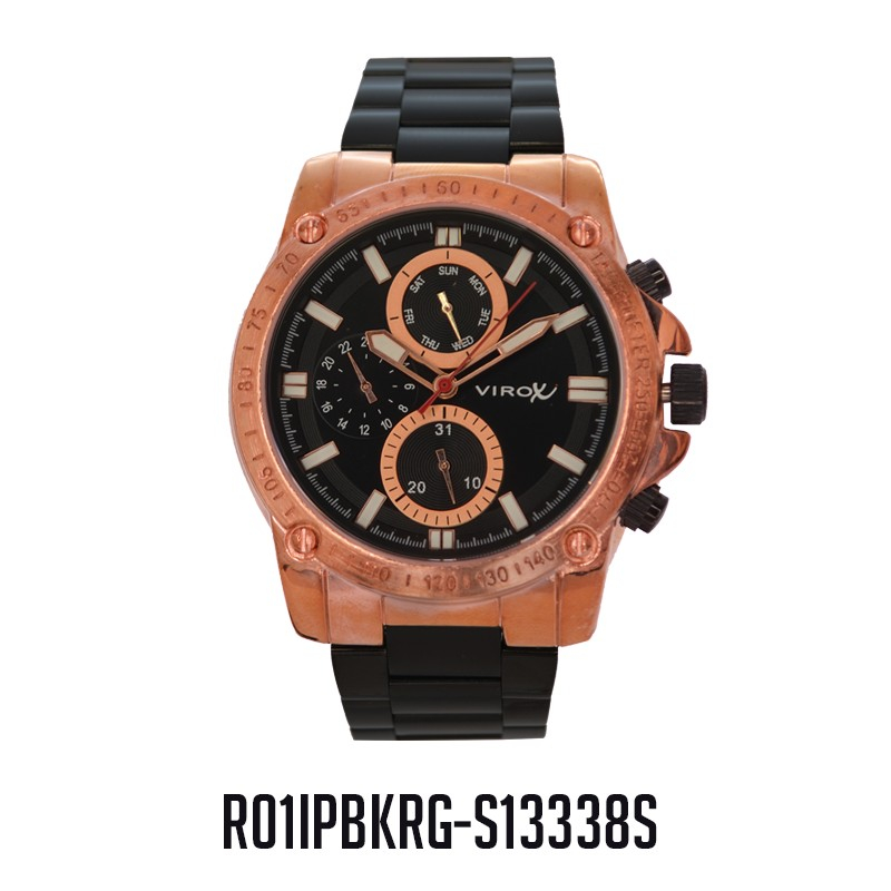 RELOJ VIROX METAL ANÁLOGO MULTIFUNCIONAL NEGRO-ORO ROSA