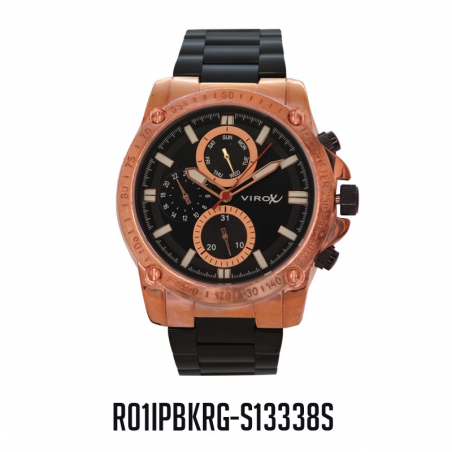 RELOJ VIROX METAL ANÁLOGO MULTIFUNCIONAL NEGRO-ORO ROSA