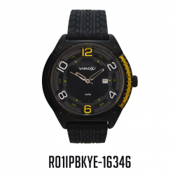 RELOJ VIROX METAL Y PLASTICO NUMEROS ALTO RELIEVE AMARILLO.