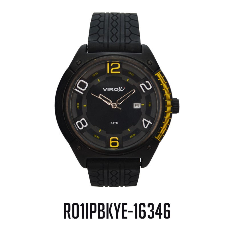 RELOJ VIROX METAL Y PLASTICO NUMEROS ALTO RELIEVE AMARILLO.