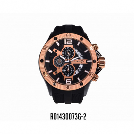 RELOJ VIROX EN ACERO CRONÓGRAFO DE HOMBRE NEGRO PULSO SILICONA