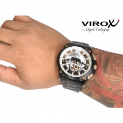 RELOJ VIROX EN ACERO DE HOMBRE CRONÓGRAFO PAVONADO NEGRO