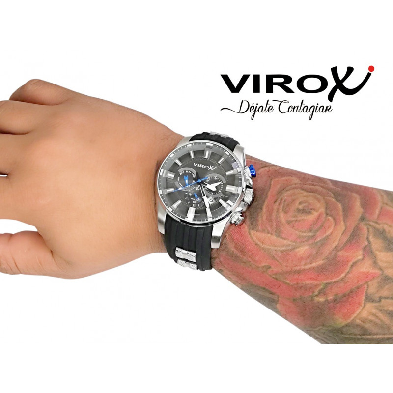 RELOJ VIROX EN ACERO MULTIFUNCIONAL NEGRO PULSO SILICONA