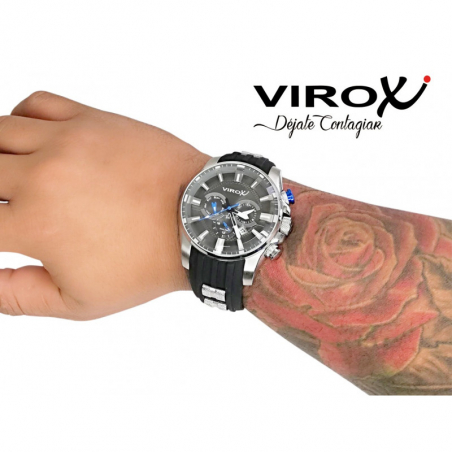 RELOJ VIROX EN ACERO MULTIFUNCIONAL NEGRO PULSO SILICONA