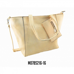 BOLSO KFE TIPO TALEGO CON TACHES Y MONEDERO BEIGE