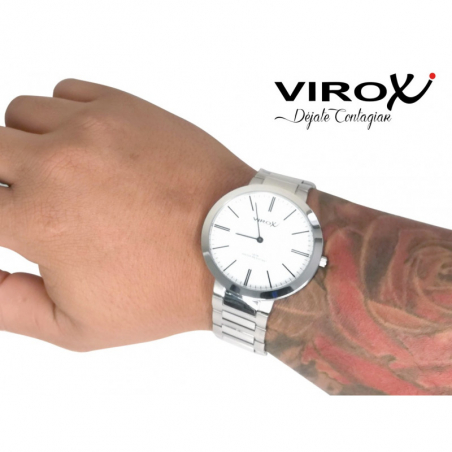 RELOJ VIROX EN ACERO ANÁLOGO DE HOMBRE SUPERPLANO PLATEADO