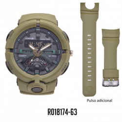 RELOJ VIROX DUAL TIME ANALOGO/DIGITAL VERDE MILITAR