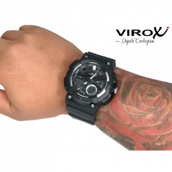 RELOJ VIROX DUALTIME ANALOGO-DIGITAL PULSO ADICIONAL PLATEADO/NEGRO