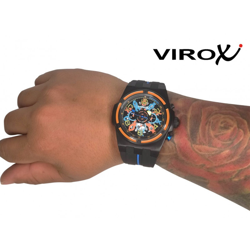 RELOJ VIROX HOMBRE CRONÓGRAFO EN ACERO PULSO SILICONA NARANJA