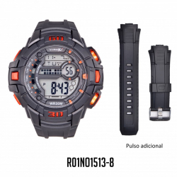 RELOJ VIROX DIGITAL DE HOMBRE NEGRO/NARANJA PULSO ADICIONAL