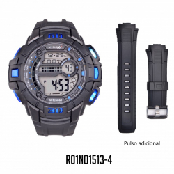 RELOJ VIROX DIGITAL DE HOMBRE NEGRO/AZUL PULSO ADICIONAL