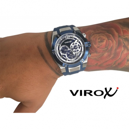RELOJ VIROX EN ACERO MULTIFUNCIONAL DE HOMBRE AZUL PULSO EN SILICONA