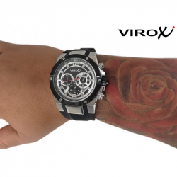 RELOJ VIROX DE ACERO MULTIFUNCIONAL DE HOMBRE NEGRO PULSO EN SILICONA