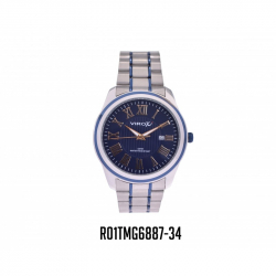 RELOJES VIROX EN ACERO HOMBRE REDONDO BICOLOR AZUL NÚMEROS ROMANOS