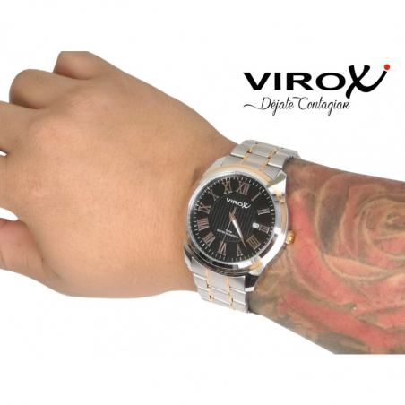 RELOJ VIROX EN ACERO HOMBRE REDONDO BICOLOR OROROSA NÚMEROS ROMANOS