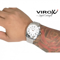 RELOJ VIROX EN ACERO HOMBRE REDONDO PLATEADO NÚMEROS ROMANOS