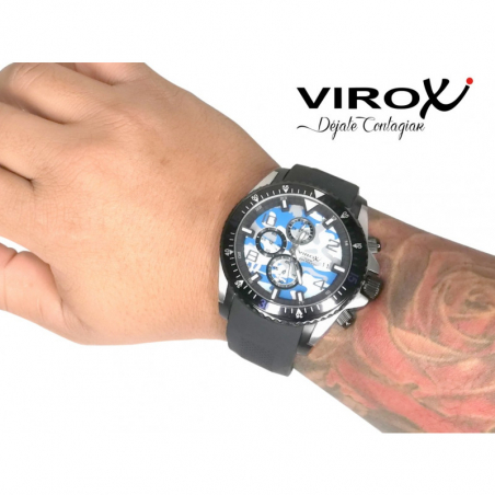 RELOJ VIROX HOMBRE TABLERO AZUL CAMUFLADO ACERO