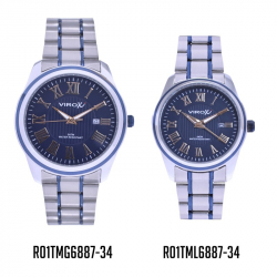 PAREJA RELOJES VIROX EN ACERO 2x1 PLATEADO/AZUL