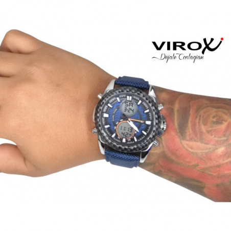 RELOJ VIROX PULSO ADICIONAL ANÁLOGO DIGITAL NAYLON AZUL