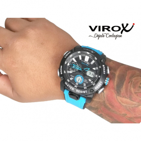 RELOJ VIROX PULSO ADICIONAL ANÁLOGO DIGITAL AZUL-NEGRO