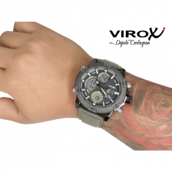 RELOJ VIROX PULSO ADICIONAL ANÁLOGO DIGITAL 3 NAYLON VERDE