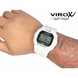 RELOJ VIROX PULSO ADICIONAL DIGITAL PU CUADRADO BLANCO
