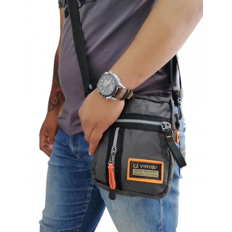 MANOS LIBRES VIROX HOMBRE MINI CANGURERO GRIS-NARANJA