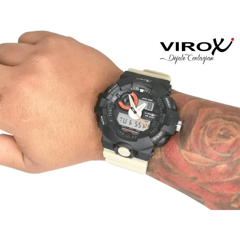 RELOJ VIROX ANALOGO-DIGITAL HOMBRE BEIGE-NEGRO