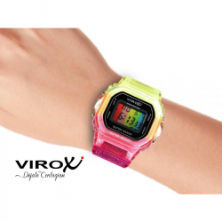 RELOJ VIROX DE DAMA DIGITAL CUADRADO RETRO VERDE/FUCSIA