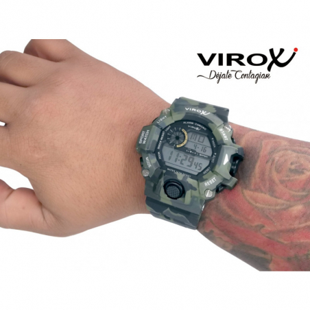 RELOJ VIROX DIGITAL SPORT WATCH PULSO ADICIONAL CAMUFLADO