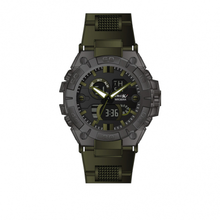 RELOJ VIROX ANALOGO DIGITAL HOMBRE CAJA PAVONADA VERDE MILITAR