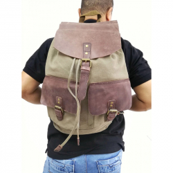 MORRAL VIROX DOS BOLSILLOS FRONTALES TAPA CUERO LONA RESISTENTE