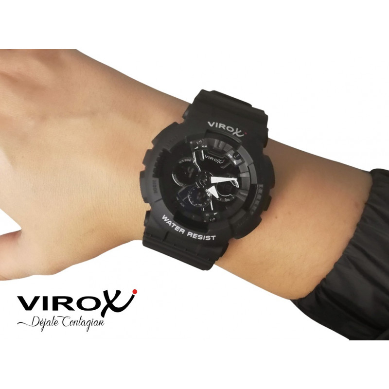 RELOJ DEPORTIVO VIROX DAMA ANÁLOGO-DIGITAL PU CIRCULAR NEGRO