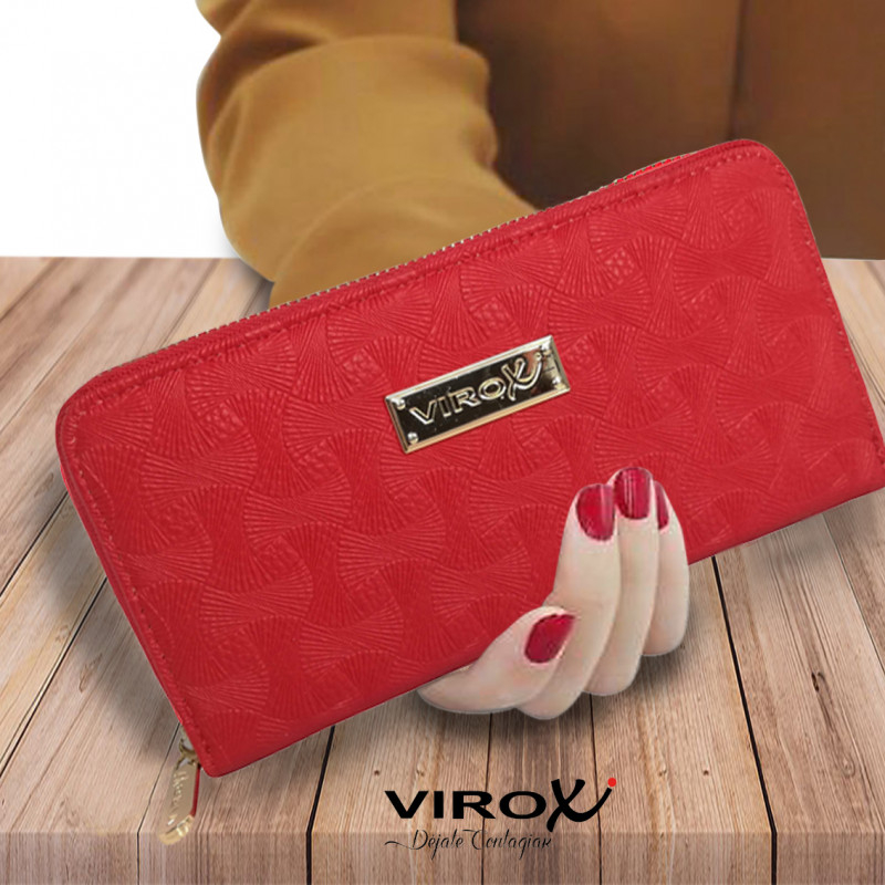 BILLETERA PARA DAMA OPACA DETALLADA VIROX ROJA