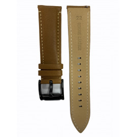 PULSO ABOLLONADO EN CUERO MIEL COMPATIBLE PARA RELOJ FOSSIL 22 MM